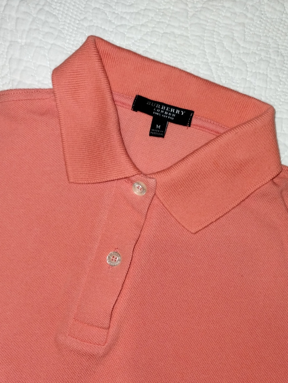 Burberry Classic Coral Polo Shirt with Small Embroidered Logo